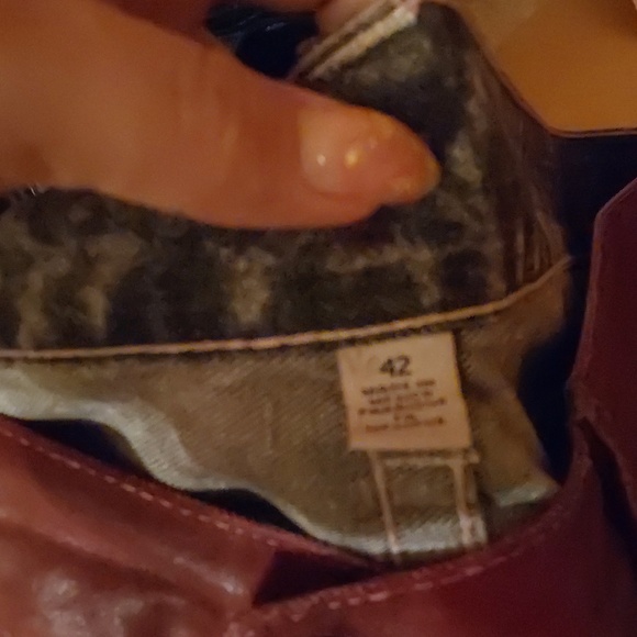 TRUE RELIGION LEATHER LOOK COATED COALWOOD RD STRAIGHT FLAPS JEANS SIZE 42 X 35 - Picture 8 of 10